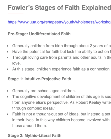 Fowler's Stages of Faith by James Fowler